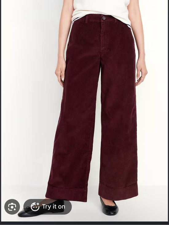 Old Navy Pants - Old Navy Wide-Leg Corduroy Pants in Burgundy